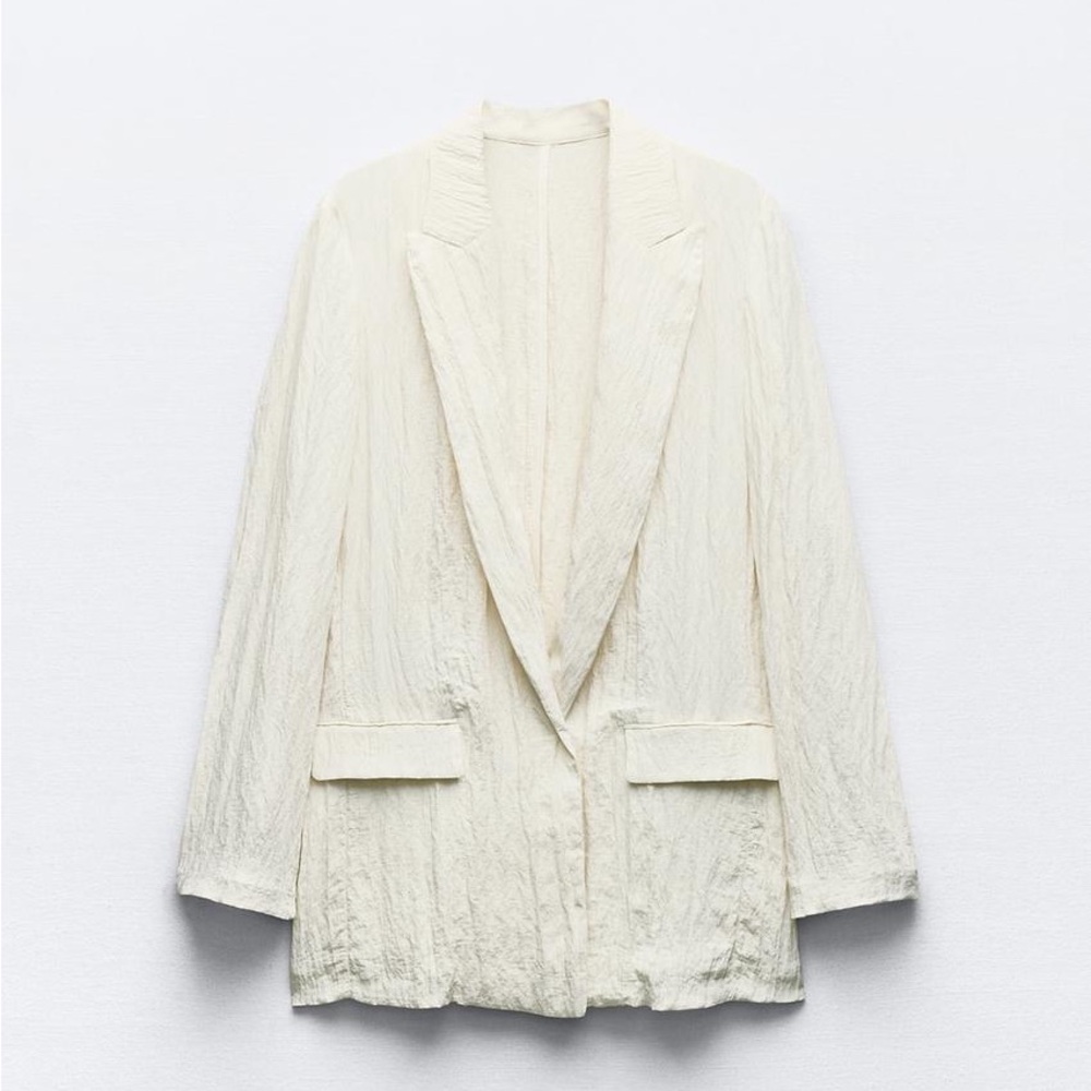 Zara WRINKLE EFFECT OPEN FRONT BLAZER
OYSTER-WHITE - REF 8020/759